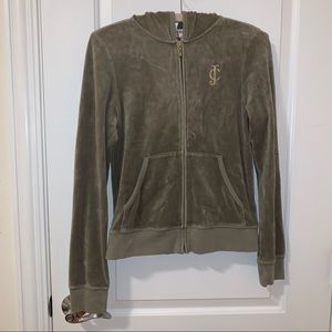 Juicy Couture Green Velour Track Jacket Hoodie